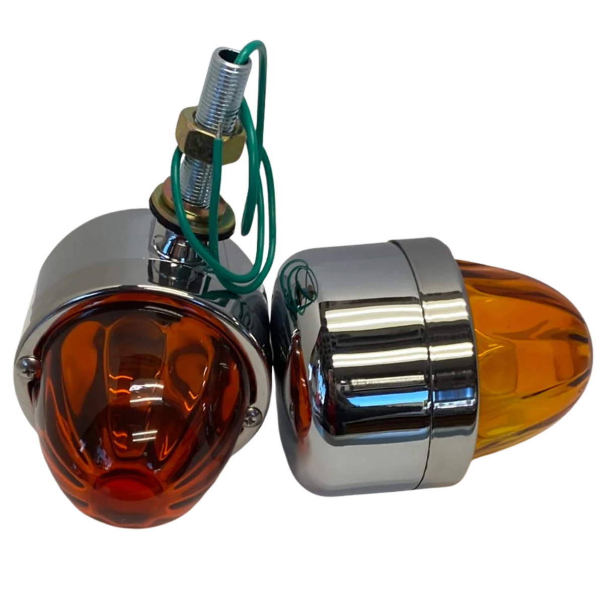 Single Face Chrome Die Cast Auxiliary Light with Glass Lens | Dark Amber | Grand General