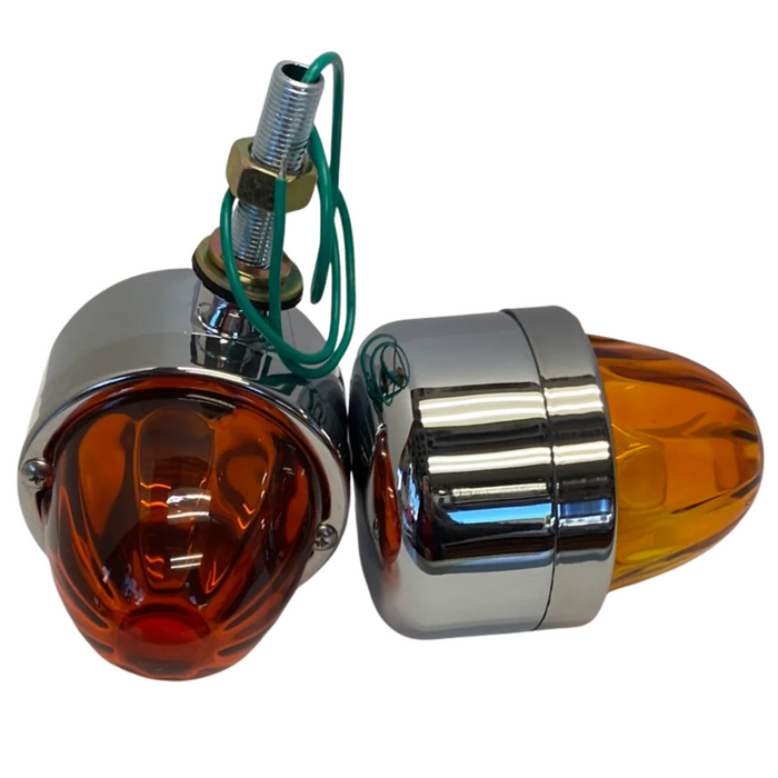 Single Face Chrome Die Cast Auxiliary Light with Glass Lens | Dark Amber | Grand General