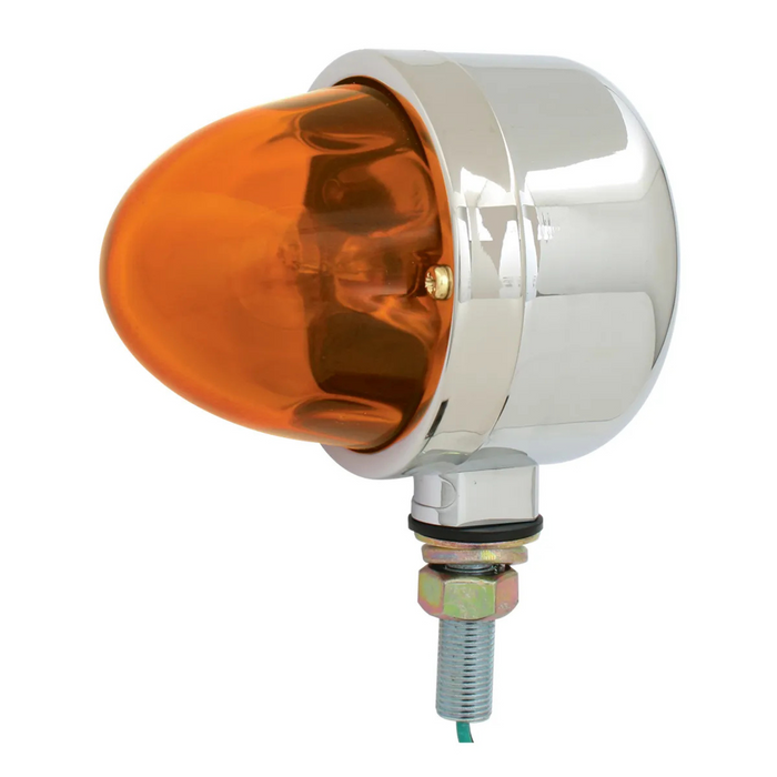 Single Face Chrome Die Cast Auxiliary Light with Glass Lens | Light Amber | Grand General