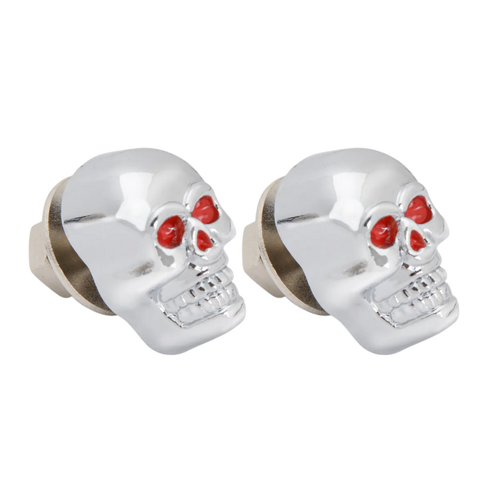 Skull Head License Plate Fasteners Chrome with Red Eyes | Grand General