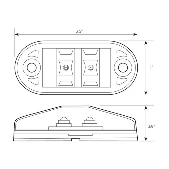Small 2 LED Rect Marker Light | Grand General