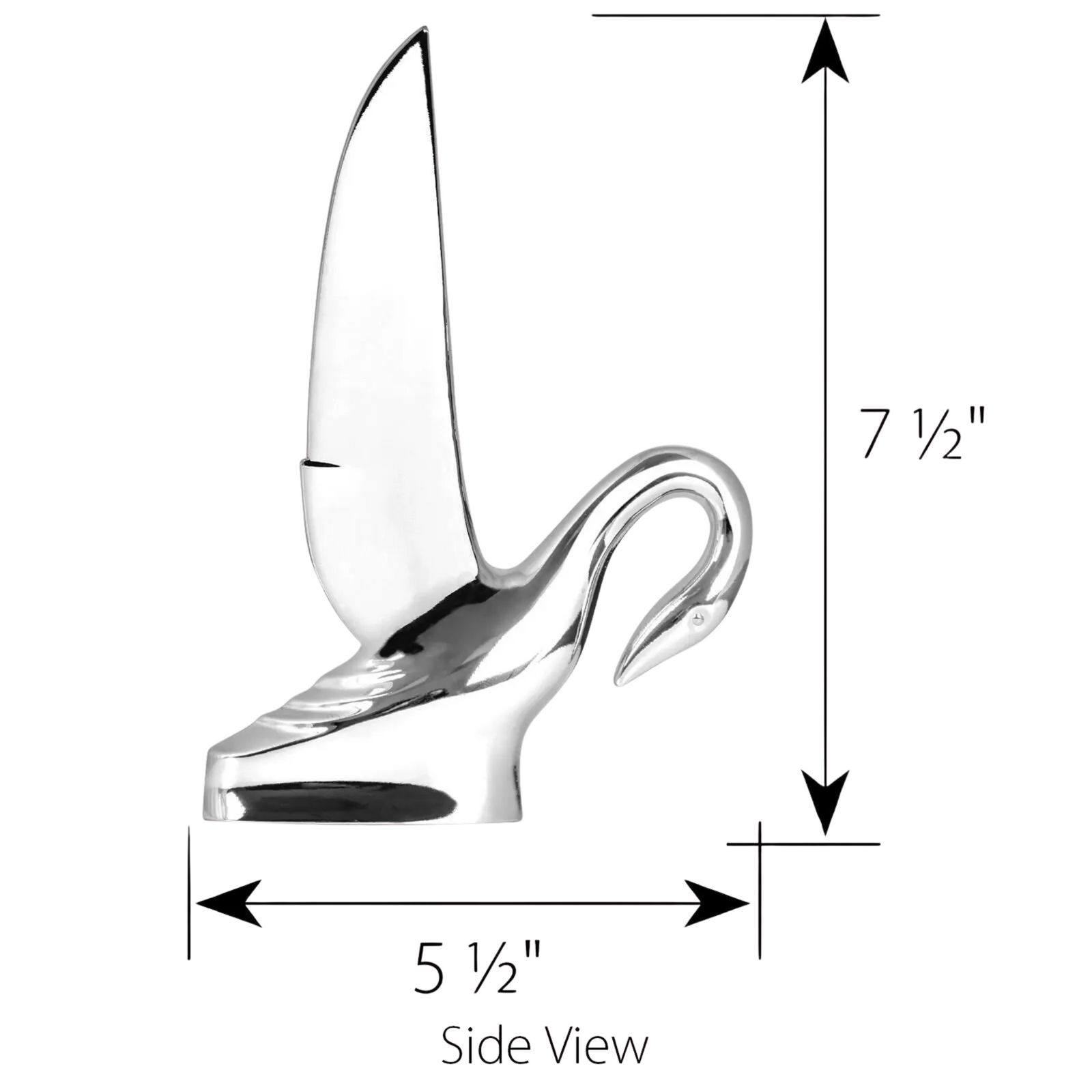 Swan Hood Ornament with Vintage Style Wings | Chrome Original Style | Grand General