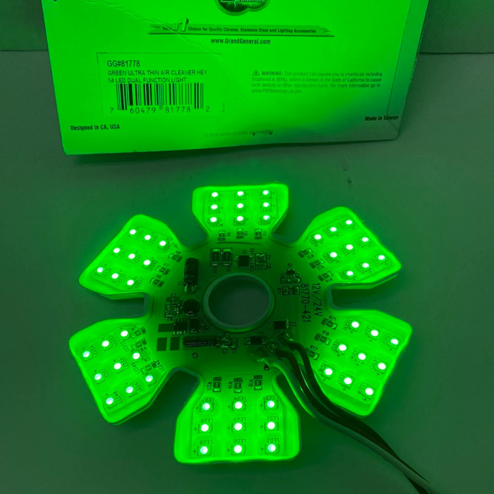 Ultra Thin Hex Air Cleaner LED Light | Green | Grand General