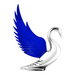 Windrider Swan Hood Ornament | Blue Wing | Chrome Die Cast Body | Grand General