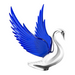 Windrider Swan Hood Ornament | Blue Wing | Chrome Die Cast Body | Grand General