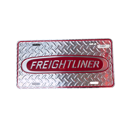 Freightliner Diamond Plate Vanity License Plate Raised Red Logo | GS