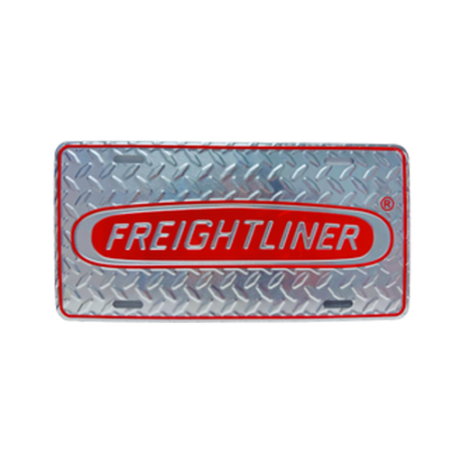Freightliner Diamond Plate Vanity License Plate Raised Red Logo | GS