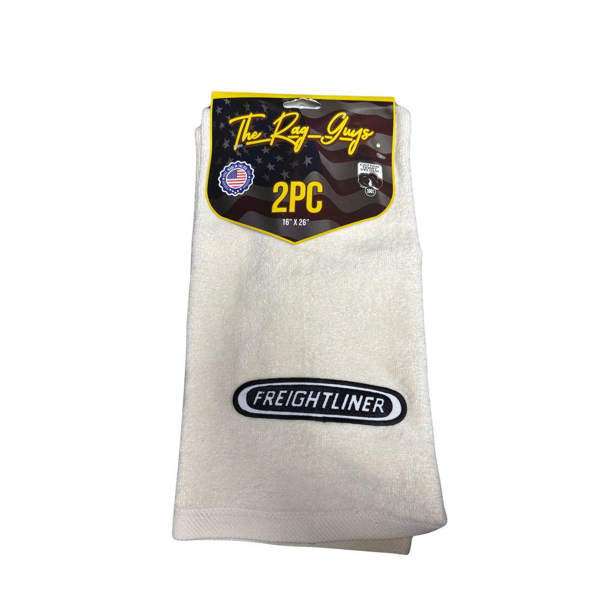Freightliner Door Handle Rag | Ivory Cream | Black &amp; White Logo | 2-Pack | GS