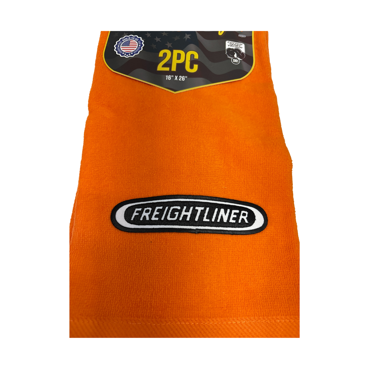 Freightliner Door Handle Rag | Orange | Black &amp; White Logo | 2-Pack | GS
