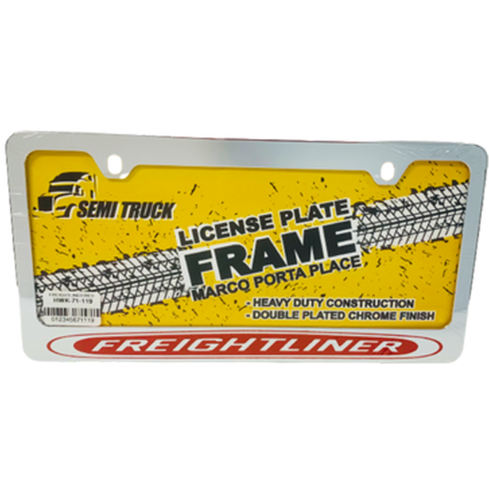 Freightliner Chrome Zinc License Plate Frame with Silkscreen Printing | Matte Red | GS