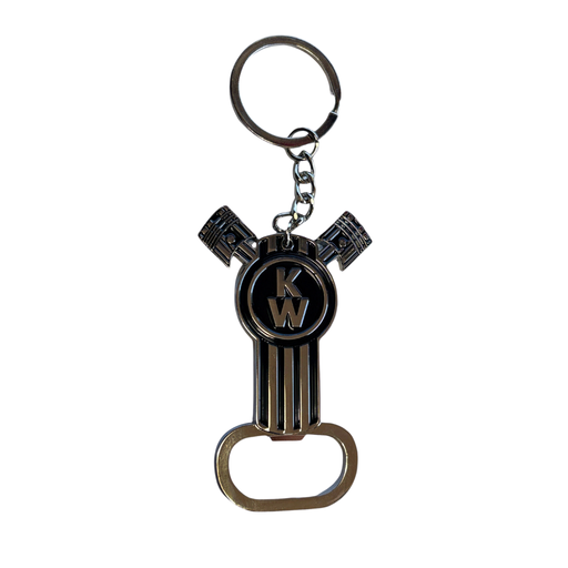 Kenworth Bottle Opener Keychain Chrome Zinc Epoxy | Black Logo | GS
