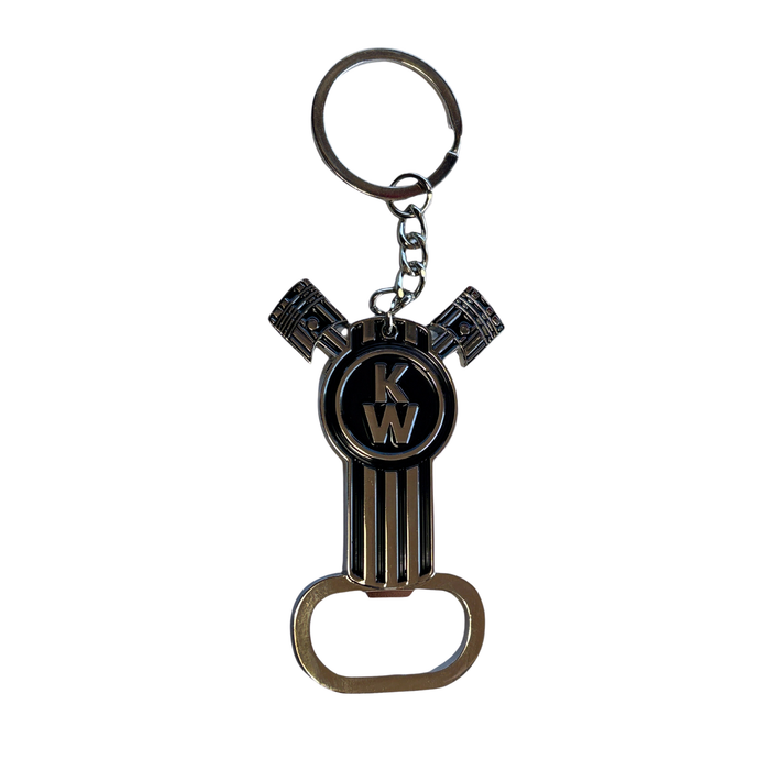 Kenworth Bottle Opener Keychain Chrome Zinc Epoxy | Black Logo | GS