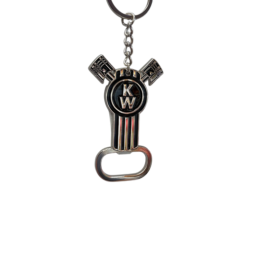 Kenworth Bottle Opener Keychain Chrome Zinc Epoxy | Black Logo | GS