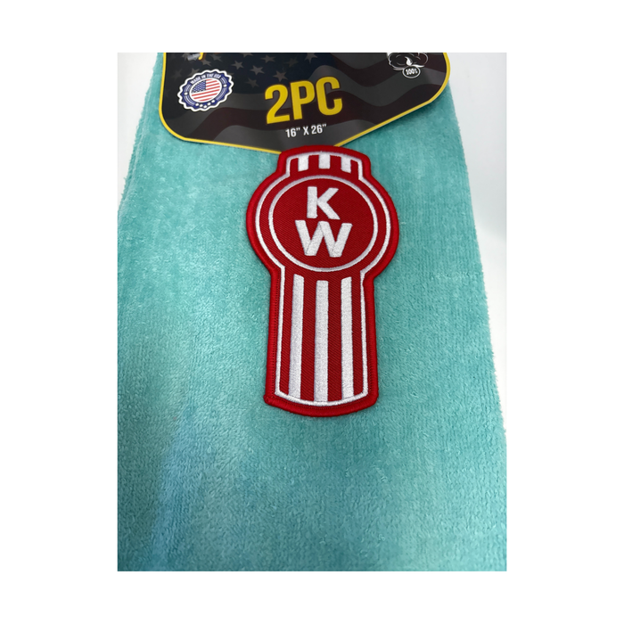 Kenworth Door Handle Rag | Aqua | Red Logo | 2-Pack | GS