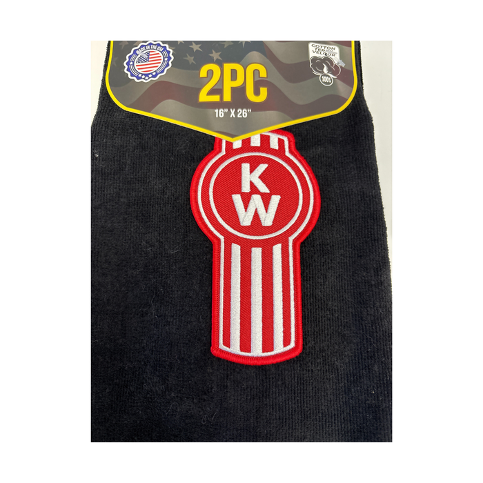 Kenworth Door Handle Rag | Black | Red Logo | 2-Pack | GS