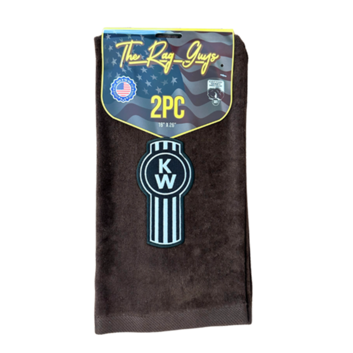 Kenworth Door Handle Rag | Brown | Black Logo | 2-Pack | GS