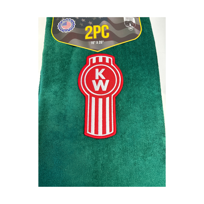 Kenworth Door Handle Rag | Dark Green | Red Logo | 2-Pack | GS