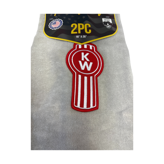Kenworth Door Handle Rag | Grey | Red Logo | 2-Pack | GS