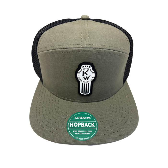  Kenworth Flat Brim Hat 7 Panel Snapback | Olive Green Vintage Logo | GS