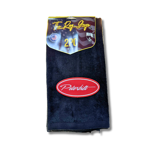 Peterbilt Door Handle Rags Red Oval Fancy Script Black | GS