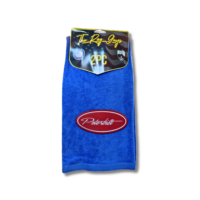 Peterbilt Door Handle Rags Red Oval Fancy Script Royal Blue | GS