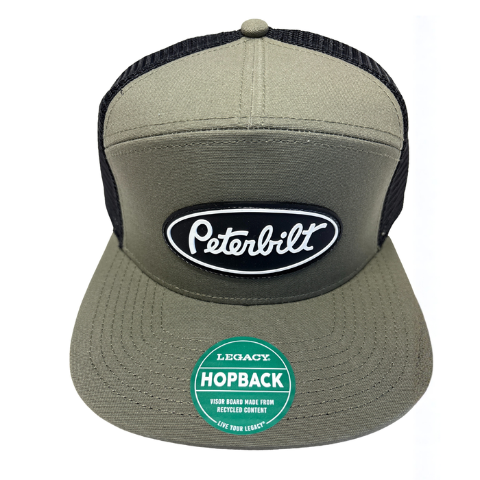 Peterbilt Flat Brim Hat 7 Panel Snapback | Olive Green | GS