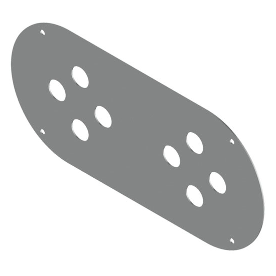 Example of Iowa Customs above door stainless light plate installed with 8 button lights — bracket only, lights not included.