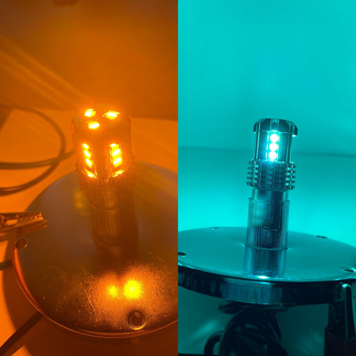 Classic 1157 Dual Color LED Bulb Amber Cyan | JML Kustoms