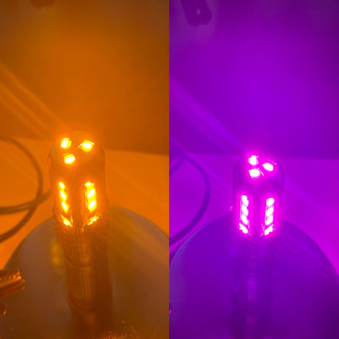 Classic 1157 Dual Color LED Bulb Amber Purple | JML Kustoms