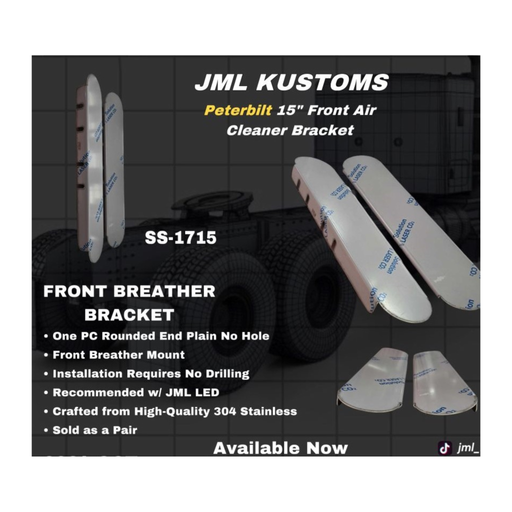 Front Peterbilt 15 Inch Air Cleaner Bracket Plain No Holes | JML Kustoms