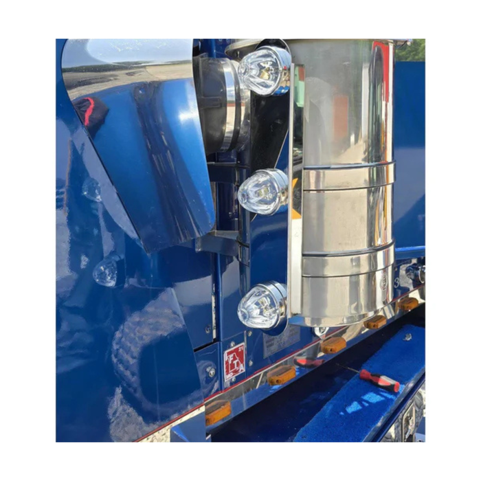 Kenworth Front Radius Style Air Cleaner Brackets with 3 Watermelon Cutouts | JML Kustoms