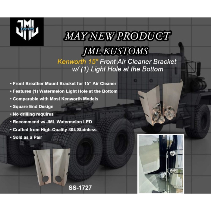 Kenworth Square Front Air Cleaner Bracket with 1 Watermelon Cutout | JML Kustoms
