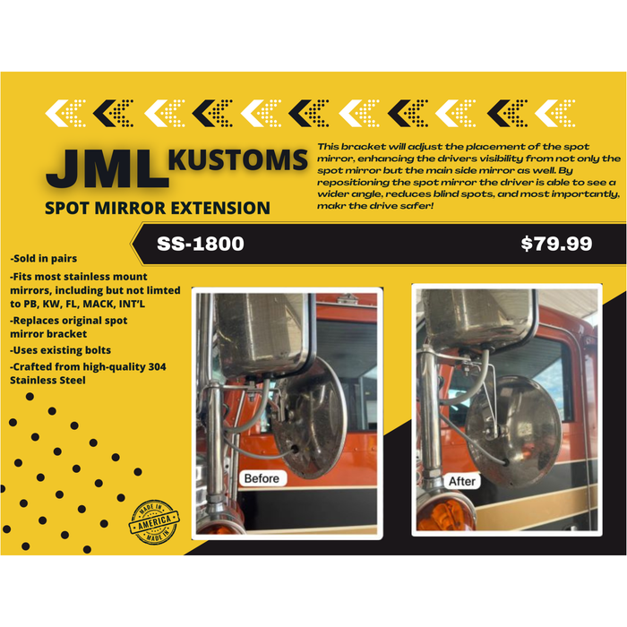 Mirror Extension Brackets for Peterbilt 579 589 | JML Kustoms