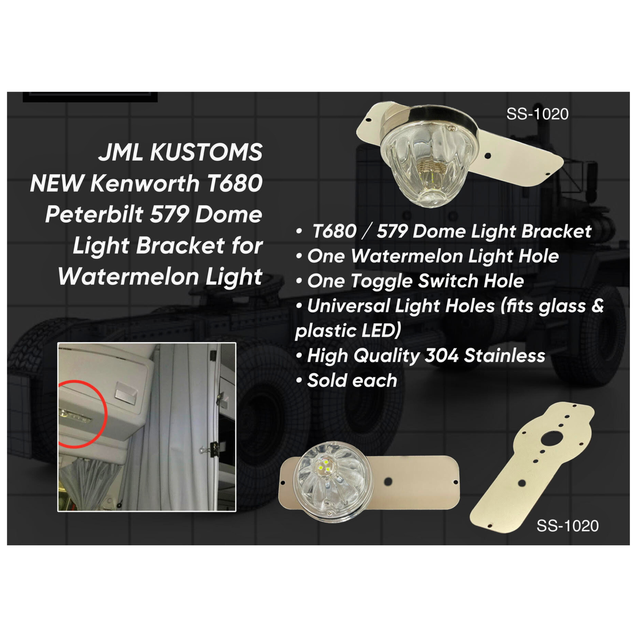 JML_Kustoms - Peterbilt 579 Above Door Dome Light Plate