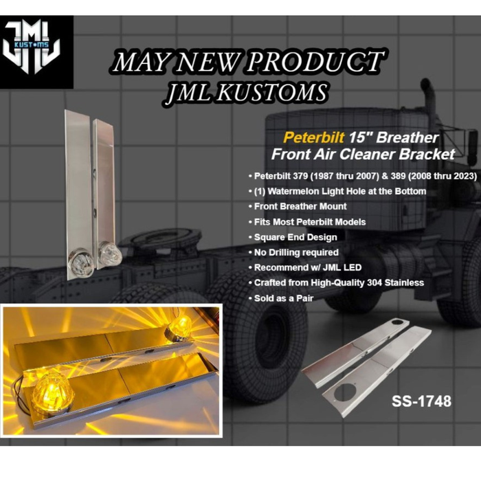 Peterbilt Front 1 Watermelon Light Bracket with Square Edge | Pair | JML Kustoms