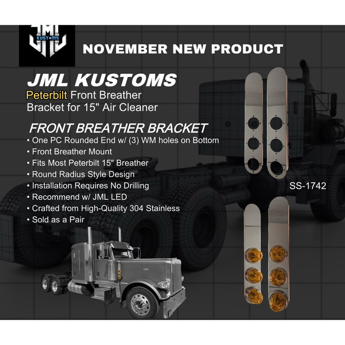 Peterbilt Front Breather Bracket with 3 Watermelon Cutouts | JML Kustoms
