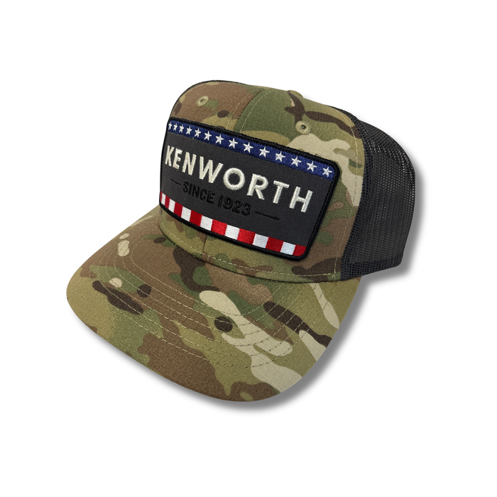 Kenworth Snap Back Hat Camo Americana Patch
