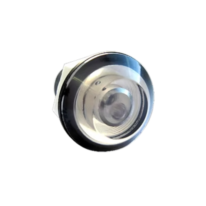Clear Lens Amber LED Waterproof Bulkhead Light with Chrome Trim Ring | Life Time Nut Covers