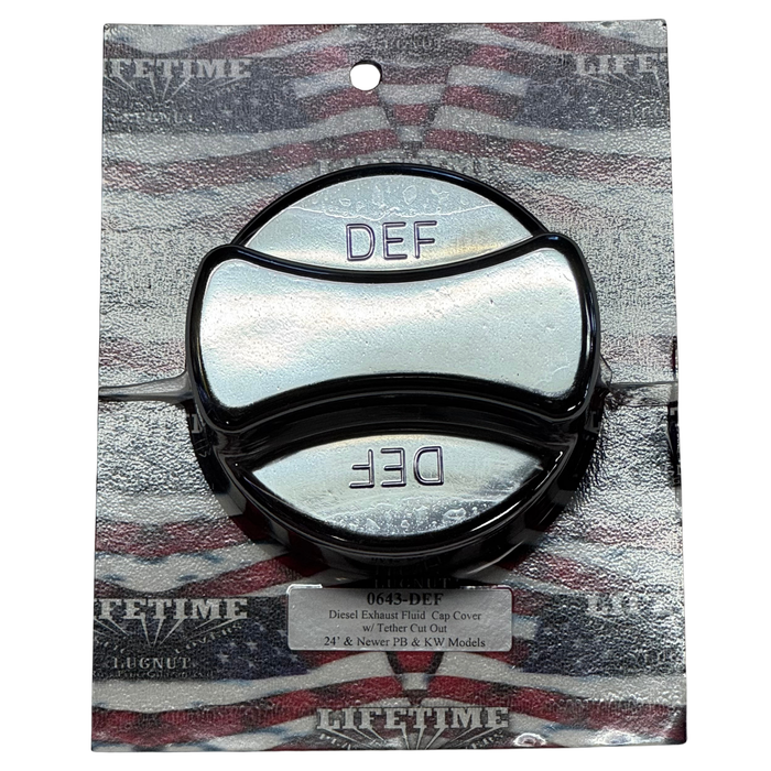 DEF Cap Cover with Tether Cut Out Fits 2024 and Newer Peterbilt and Kenworth | Life Time Nut Covers