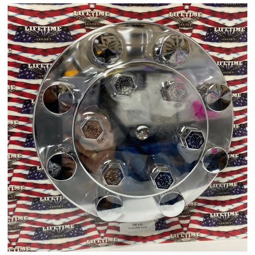 Front Axle Hub Cover Kit with Chrome Top Hat Lug Nut Covers | Lifetime Nut Covers