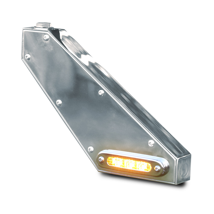 Roadworks Stainless Steel Mirror Side Signal Light W/ Amber LED Front, Amber LED Rear