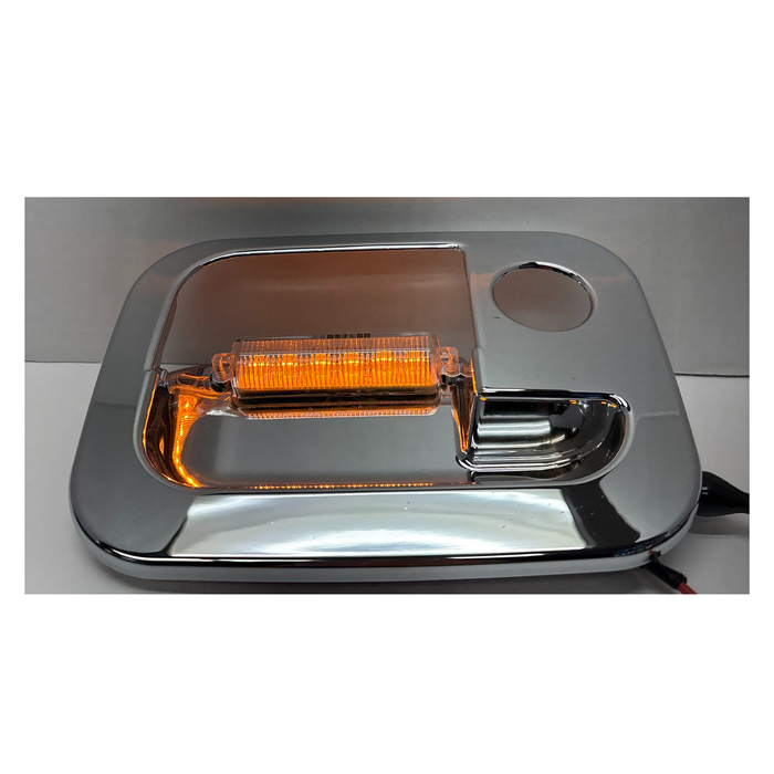 Chrome Plastic Exterior Door Handle Cover with LED Lights | Amber | Passenger Side | National Truck Parts