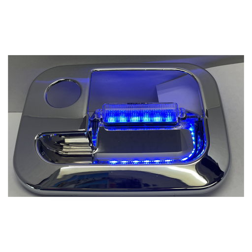 Chrome Plastic Exterior Door Handle Cover with LED Lights | Blue | Driver Side | National Truck Parts