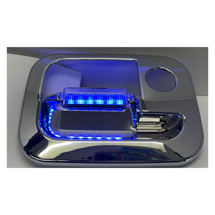 Chrome Plastic Exterior Door Handle Cover with LED Lights | Blue | Passenger Side | National Truck Parts