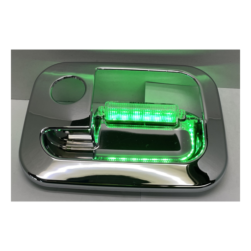 Chrome Plastic Exterior Door Handle Cover with LED Lights | Green | Driver Side | National Truck Parts