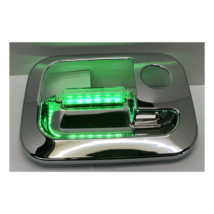 Chrome Plastic Exterior Door Handle Cover with LED Lights | Green | Passenger Side | National Truck Parts