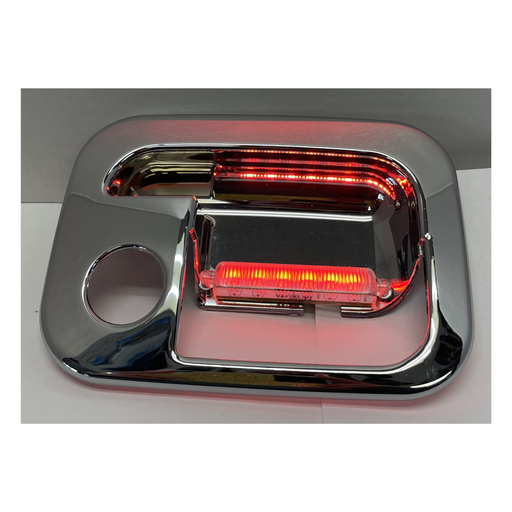 Chrome Plastic Exterior Door Handle Cover with LED Lights | Red | Driver Side | National Truck Parts