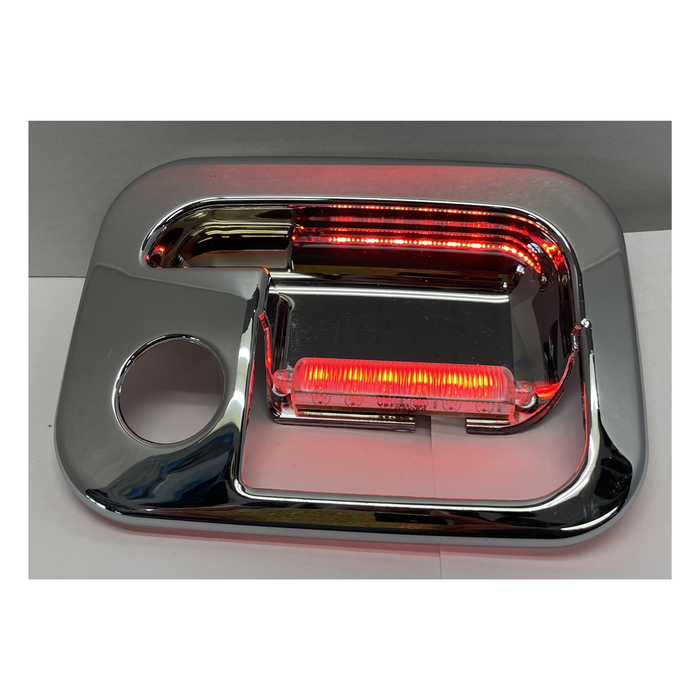 Chrome Plastic Exterior Door Handle Cover with LED Lights | Red | Driver Side | National Truck Parts