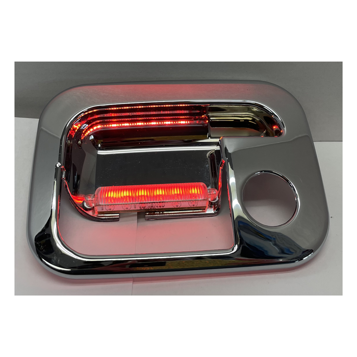 Chrome Plastic Exterior Door Handle Cover with LED Lights | Red | Passenger Side | National Truck Parts