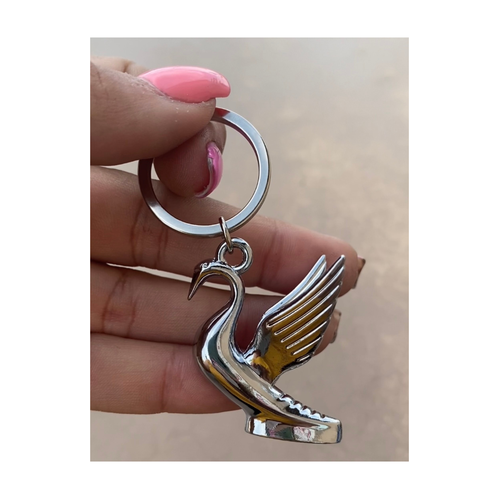 Metal Hood Ornament Keychain Chrome | Swan | National Truck Parts